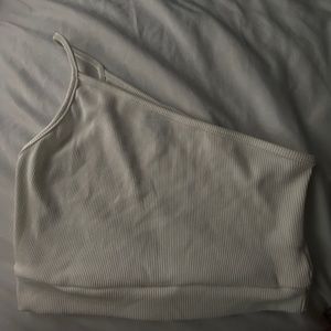 One Shoulder Crop Top (White)